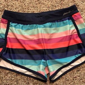 💕3 for $10 💕Eddie Bauer girls L 14-16 striped swim bottom boy shorts